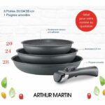 Comprar Arthur martin am521gm batería de cocina con 3 estufas - matt gray 20-24-28 cm + 1 manija extraíble - todas las luces que incluyen inducción