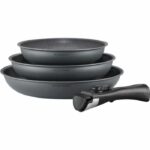 Comprar Arthur martin am521gm batería de cocina con 3 estufas - matt gray 20-24-28 cm + 1 manija extraíble - todas las luces que incluyen inducción