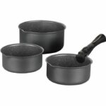 Comprar Arthur martin am777gm batería de cocina conjunto de 3 sartenes - matt gray 16-18-20 cm + 1 manija extraíble: todas las luces