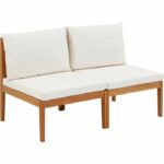 Comprar Banco de jardín alma de madera de acacia fsc con cojines - 2 personas - blanco