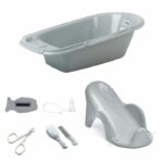 Comprar Bañera de bebé + bath transat + thermoter + pincel y peine + tijeras + fly baby