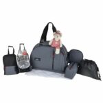 Comprar Bebé a bordo - bolsa para cambiar pañales - equipo de fin de semana humo - bolsa de viaje para bebé - detalles de cuero burdeos gris jaspeado y bolsa grande negra