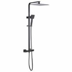 Comprar Columna de ducha oceanic - mezclador termostático de cuerpo frío - rociador alto cuadrado 30x30 cm - negro mate