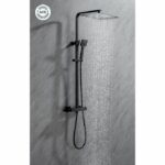 Comprar Columna de ducha oceanic - mezclador termostático - rociador alto cuadrado 30x30 cm - negro mate