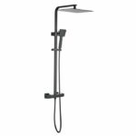 Comprar Columna de ducha oceanic - mezclador termostático - rociador alto cuadrado 30x30 cm - negro mate