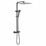 Comprar Columna de ducha oceanic - mezclador termostático - rociador alto cuadrado 40x40 cm - negro mate