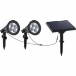 Comprar Foco solar doble conectado con panel solar remoto 2 en 1 para pinchar o fijar potente iluminación led blanco regulable family spiky