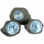 Comprar Juego de 3 piedras solares de jardín para instalar - lumisky - rocky brown - 14 y 9 cm - marcación - led blanco