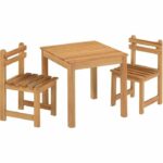 Comprar Juego de comida de jardín para niños - mesa cuadrada 65x65cm y 2 sillas - madera - para niños