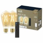 Comprar Kit de inicio wiz 2 bombillas edison conectadas blanco variable e27 50w + regulador de control remoto nomadic