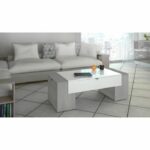 Comprar Lucky mesa de centro de estilo moderno con roble ceniciento y decoración blanca brillante - l 123 x w 42 cm