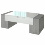 Comprar Lucky mesa de centro de estilo moderno con roble ceniciento y decoración blanca brillante - l 123 x w 42 cm