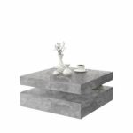 Comprar Mesa de centro cuadrada giratoria - tablero de partículas - decoración de hormigón gris claro - clásica - l 78 x p 78 x h 35