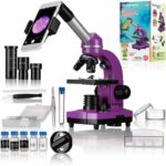 Comprar Microscopio para estudiantes biolux sel - bresser junior - aumento 40x-1600x - kit de experimentos - violeta