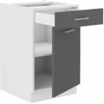 Comprar Mueble bajo de cocina - 1 puerta 1 cajón - decoración gris - l 50 x p 60 x h 86 cm - prego