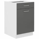 Comprar Mueble bajo de cocina - 1 puerta 1 cajón - decoración gris - l 50 x p 60 x h 86 cm - prego