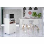 Comprar Mueble microondas tidy - decoración artik hormigón blanco - 2 puertas + 1 cajón - l92 x h59 x p40 cm