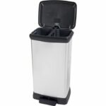 Comprar Papelera duo rectángulo - deco bin - curver - 46l (23+23l) - doble compartimento - 39 x 29 x 72 cm - gris metalizado