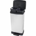 Comprar Papelera duo rectángulo - deco bin - curver - 46l (23+23l) - doble compartimento - 39 x 29 x 72 cm - gris metalizado