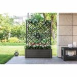 Comprar Stefanplast caja de flores rectangular con enrejado - acabado en madera - 100 x 43 x h 142 cm - 80 l - grafito