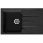 Comprar Stradour fregadero de cocina empotrado 1 tazón + 1 escurridor aloa - resina - 81 x 50 cm - negro