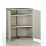 Comprar Titanio plastiken armario bajo 2 puertas con estantes a70 x p44 x h88 cm beige y gris pardo titanio gama interior / exterior