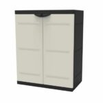 Comprar Titanio plastiken armario bajo 2 puertas con estantes a70 x p44 x h88 cm beige y negro gama titanio interior / exterior