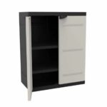 Comprar Titanio plastiken armario bajo 2 puertas con estantes a70 x p44 x h88 cm beige y negro gama titanio interior / exterior