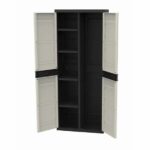 Comprar Titanio plastiken armario de 2 puertas con estantes y armario a70 x p44 x a176 cm beige y negro titanio gama interior / exterior