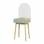 Comprar Tose de tocador 1 cajón 1 espejo - decoración de chene y verde - pies de madera maciza - l 50 x d 40 x h 135 cm - gardenia