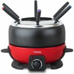 Comprar Hkoenig alp1800 - fondue eléctrica 6 personas - 2l - 800w - termostato regulable de 25 ° c a 190 ° c - olla extraíble - rojo y negro