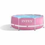 Comprar Intex - kit de piscina redonda con estructura metálica rosa - tubular - Ø xh: 2