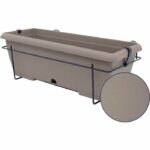 Comprar Kit de macetero con soporte metálico y bandeja integrada - garden id teramo - taupe 50 cm - efecto piedra - reciclado/reciclable