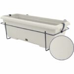 Comprar Kit macetero con soporte metálico y bandeja integrada - garden id teramo - blanco 50 cm - efecto piedra - reciclado/reciclable