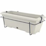 Comprar Kit macetero con soporte metálico y bandeja integrada - garden id teramo - blanco 50 cm - efecto piedra - reciclado/reciclable