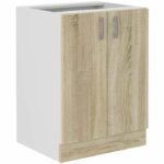 Comprar Mueble bajo de cocina sara - 2 puertas - decoración roble sonoma - l60 x p48 x h 82 cm