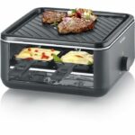 Comprar Parrilla raclette - severin - rg2360 - 4 personas. - compacto - plato 24 x 24 cm - incluye 4 cacerolas y espátulas - negro