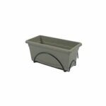 Comprar Plastiken jardiniere 40x20 cm + bandeja + soporte para balcón colección terra - taupe