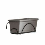 Comprar Plastiken jardiniere 40x20 cm + bandeja + soporte para balcón colección terra - taupe