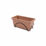 Comprar Plastiken jardiniere 40x20cm con bandeja y soporte para balcón - terracota