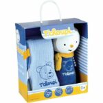 Comprar Caja natal bebé t'choupi con edredón y sonajero de peluche +/- 25 cm - jemini - ideal para regalo de nacimiento.