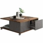 Comprar Mesa de centro con ruedas - matera y decoración de estilo antiguo oscuro - l70 x h36 x d70 cm - made in germany twin