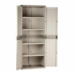 Comprar Titanio plastiken armario alto con 2 puertas con estantes 70 x 44 x 176 cm beige y gris pardo titanio gama interior y exterior