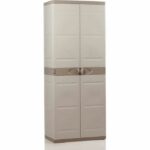 Comprar Titanio plastiken armario alto con 2 puertas con estantes 70 x 44 x 176 cm beige y gris pardo titanio gama interior y exterior