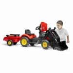 Comprar Tractor de pedal rojo sobrealimentador con capota abatible y remolque