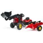 Comprar Tractor de pedal rojo sobrealimentador con capota abatible y remolque