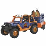 Comprar Dickie - dinosaur commander - 1 jeep wrangler con remolque + 1 figura articulada + 2 dinosaurios