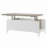 Comprar Mesa de centro con tapa elevable - roble y decoración blanca - l 100 x p 50/72 x h 42/55 cm