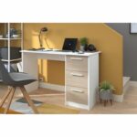 Comprar Office essential parisot 3 cajones - decoración chene y blanca - l 121.2 x d 55 x h 74.5 cm - hecho en francia