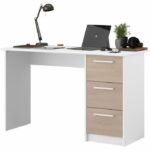 Comprar Office essential parisot 3 cajones - decoración chene y blanca - l 121.2 x d 55 x h 74.5 cm - hecho en francia